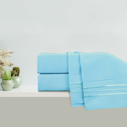 Luxurious 1500 Thread Count Egyptian Quality Three Line Bedding Sheet Set, Breathable,Soft Premium Hotel Quality 4-Piece Bed Sheet Set in a Gift Box, Deep Pocket and Easy Fit, California King, Aqua