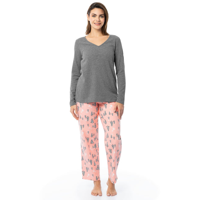 Fruit of the Loom Women's Waffle V-Neck Top and Fl