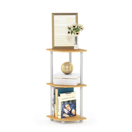 Furinno TURN-N-TUBE 3-Tier Corner Shelf, Bookcase,