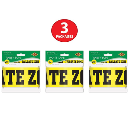 Beistle 3 Piece Plastic Tailgate Zone Streamers For Sports Theme Football Game Day Party Decorations, 3" x 20', Black/Yellow