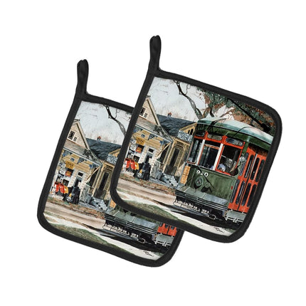 Caroline's Treasures New Orleans Street Car Pair of Pot Holders 8108PTHD, Fabric, Multicolor