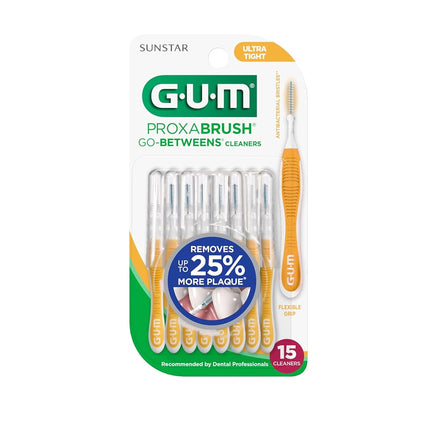 GUM Proxabrush Go-Betweens Ultra Tight Interdental Brushes – Soft Bristle Dental Picks for Plaque Removal, Health & Braces Care, 15 Count