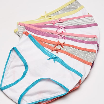 Maidenform Girl Girls' Big Cotton Brief Underwear 9 Pack, Pop of Heather, 4