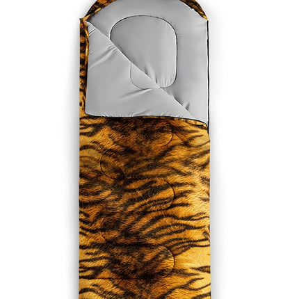 QOOMO Tiger Waterproof Sleeping Bags for Adults & Kids,Printed Camping Sleeping Bags, 3 Season Warm & Cool Weather,Lightweight,Traveling,and Outdoors,Camping Gear Equipment,31x90inch