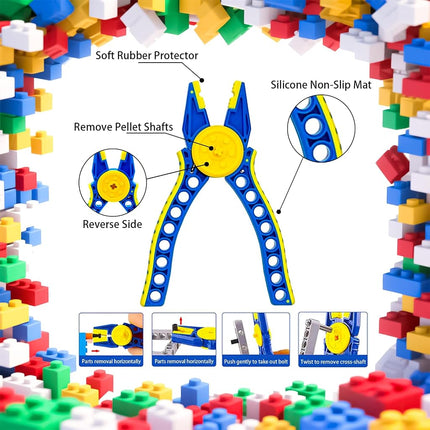 Building Blocks Tool Kit - Brick Separator, Mini Blocks Tool Set - Multi-Functional Hammer, Pliers, Axle Rods Assortment Pack ，Compatible with Lego & technic and Most Major Brands(Blue Stye)