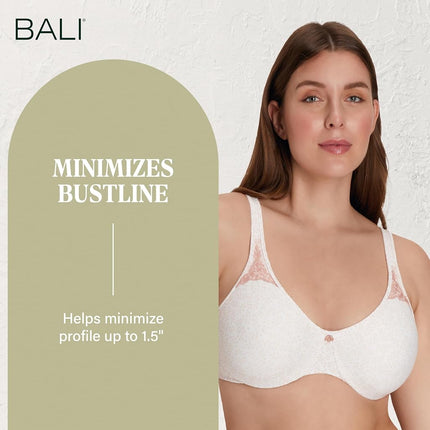Bali Women's Passion for Comfort Minimizer Bra, Pink Leaf Print, 40DD