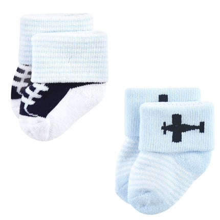 Luvable Friends Baby Girls Unisex Newborn Terry Socks, Airplane 12-Pack, 6-12 Months, (Pack of 12)
