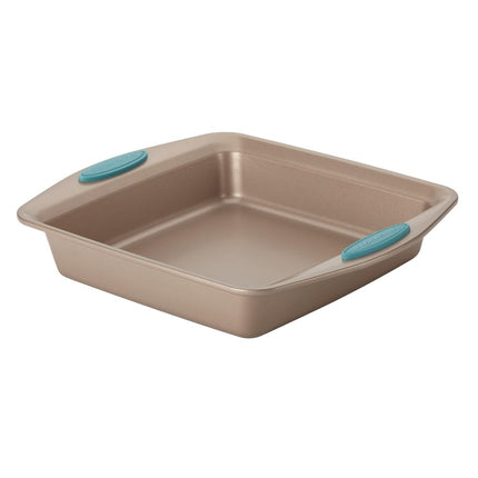 Rachael Ray 46681 Cucina - Molde antiadherente para hornear/Molde antiadherente para pasteles, cuadrado - 9 pulgadas, marrón