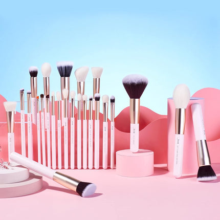 Jessup Professional Makeup Brush Set 25pcs Labeled Makeup Brushes Pink T290