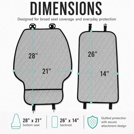 FH Group Car Seat Cushion Front Set Neosupreme Automotive Seat Cushions - Universal Fit, Car Seat Cushion with Front Pockets, Airbag Compatible Car Seat Cushions for SUV, Sedan, Van Gray