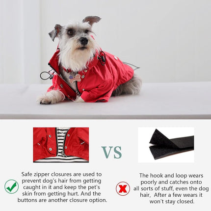 Morezi Dog Zip Up Dog Raincoat, Dog Clothes, Dog Vest with Reflective, Rain/Water Resistant, Adjustable Drawstring, Removable Hood, Stylish Premium - Red - XXL