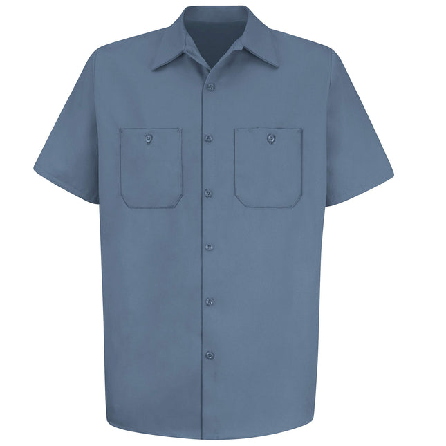 Red Kap Mens Short Sleeve Wrinkle-Resistant Cotton Work Shirt Postman Blue Small