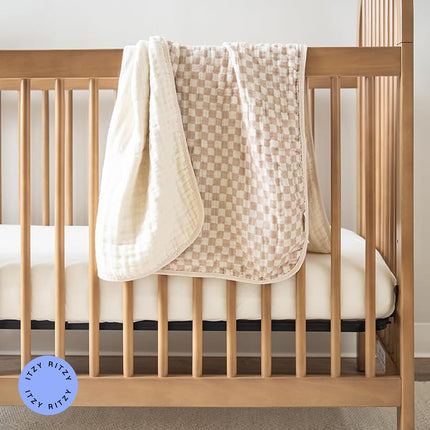 Itzy Ritzy Baby Blanket � Soft Cotton Muslin Multi-Use Blanket - Can Be Used as a Tummy Time Mat, Nursing Cover, Stroller Shade & More � Measures 30" x 40", Machine Washable (Checkerboard)