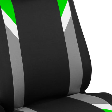 FH Group Premium Modernistic Flat Cloth Car Seat Covers – Full Set Cloth for Front Low Back & Rear Bench Seats, Airbag Compatible, Zippered Split Rear, Fits SUV Sedan Van – Green
