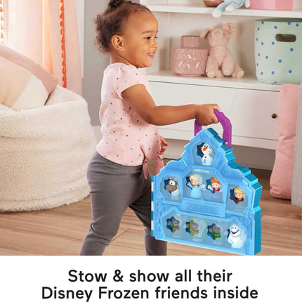 Fisher-Price Little People Juguete para niños pequeños de Disney Frozen, estuche de castillo portátil con figuras para juegos de imitación, para niños de 18 meses en adelante