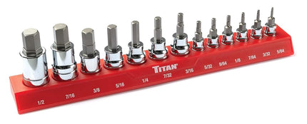 Titan 85530 13-Piece SAE Hex Bit Socket Set, Magne
