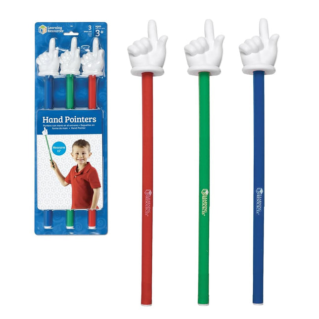Learning Resources Hand Pointers (Set of 3), Whiteboards, Presentation, Classroom Accessories, Teacher Aids