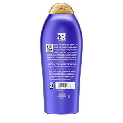 OGX Thick & Full + Biotin & Collagen Volumizing Shampoo, Nutrient-Infused Hair Shampoo with Vitamin B7 Biotin Gives Hair Volume & Body for 72+ Hours, Sulfate-Free Surfactants, 25.4 fl. oz