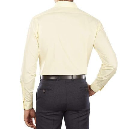 Van Heusen Men's Poplin Fitted Solid Point Collar Dress Shirt, Lemon Glaze, 18" Neck 36"-37" Sleeve