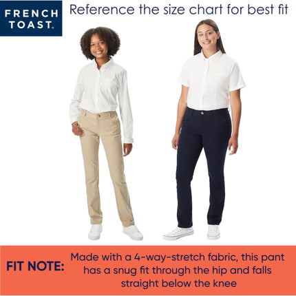 French Toast Girls' Adjustable Waist Stretch Twill Straight Leg Pant (Standard & Plus), Khaki, 16