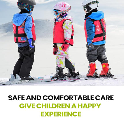 OutdoorMaster Kids Ski Goggles, Snow Goggles for Boys & Girls with 100% UV Protection（Black Frame + VLT 28% Revo Green Lens）
