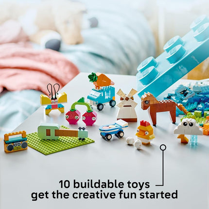 LEGO Classic Vibrant Creative Brick Box, Arts & Crafts Sensory Toy for Kids, Creative Building Set with a Unicorn, Skateboard, Guitar, Plane & More, Birthday Gift for 4 Year Old Girls and Boys, 11038