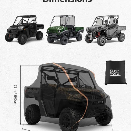 KEMIMOTO UTV Cover 2 Seater All-Weather Protection PU Oxford Cloth