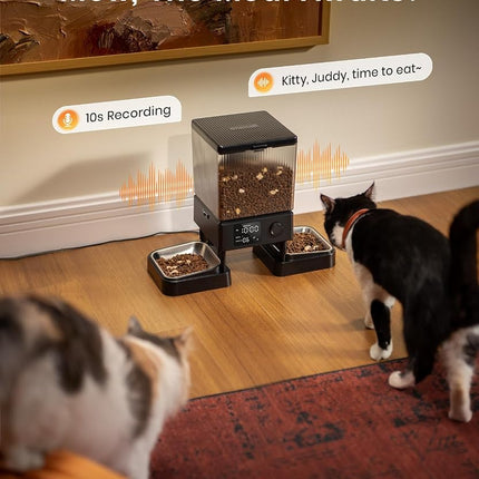 oneisall Automatic Cat Feeder for 2 Cats Pets, Timed Cat Food Dispenser