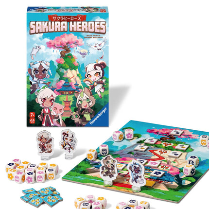 Ravensburger 20957 Sakura Heroes Juego de Dados con Mucha Acción para 2-4 Jugadores a Partir de 7 Años