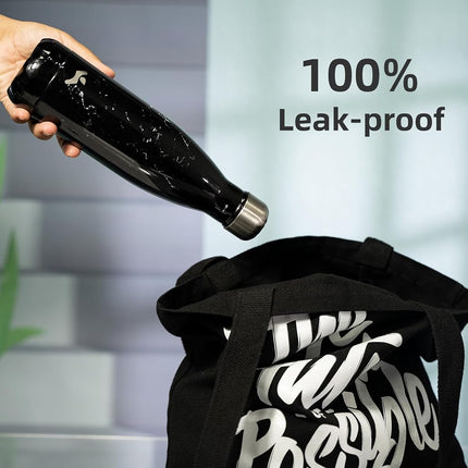 Konokyo Insulated Water Bottles,12oz Double Wall Stainless Steel Vacumm Metal Flask for Sports Travel,Marble-Midnight