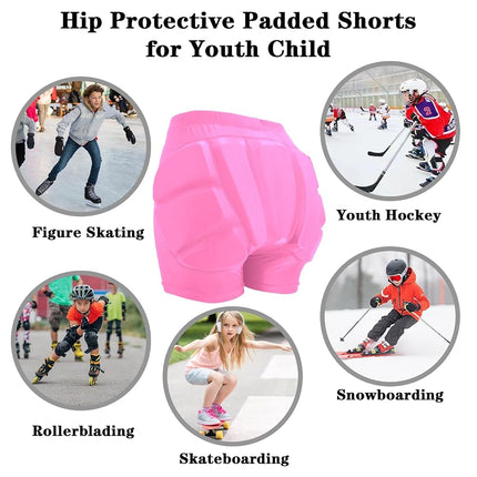 WEWAYSTEP Kids Butt & Hip Padded Shorts for Skating,Youth Hip Protection Pads Figure Skating Shorts Crash Butt Pads for Tailbone & Butt (Green, Large)