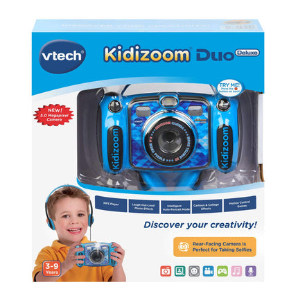 Cámara digital para selfies VTech Kidizoom Duo 5.0 Deluxe con reproductor MP3 y auriculares, azul