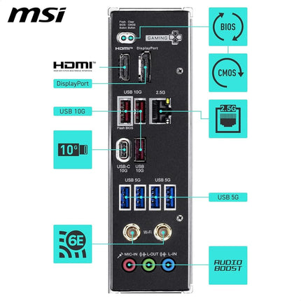 MSI B850 Gaming PRO WIFI6E Motherboard, ATX - Supports AMD Ryzen 9000/8000 / 7000 Processors, AM5 - DDR5 Memory Boost 8200+ MT/s (OC), PCIe 4.0 x16, M.2 Gen5, Wi-Fi 6E, 2.5G LAN