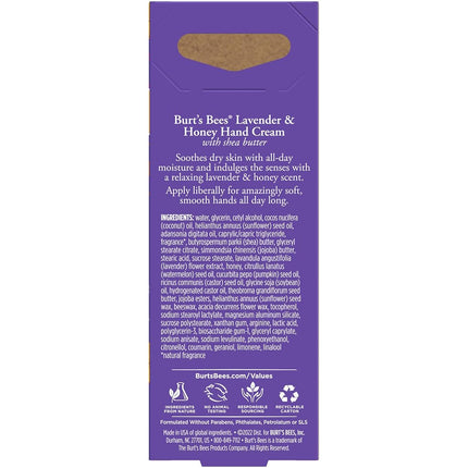 Burt's Bees Lavender and Hand Cream, Honey, 30 millilitre