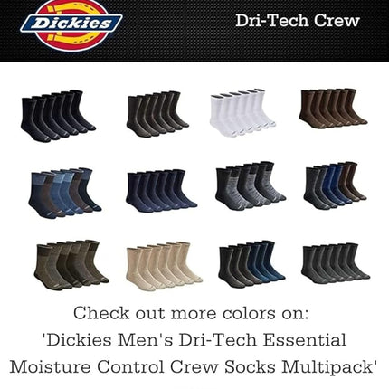 Dickies Women's Dritech Advanced Moisture Wicking Crew Sock (6/12, Black Fashion (6 Pairs), Shoe Size: 5-7