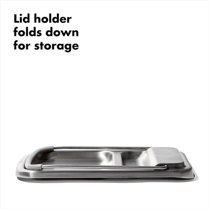 OXO Spoon Rest with Lid Holder Silver 3x4x1in