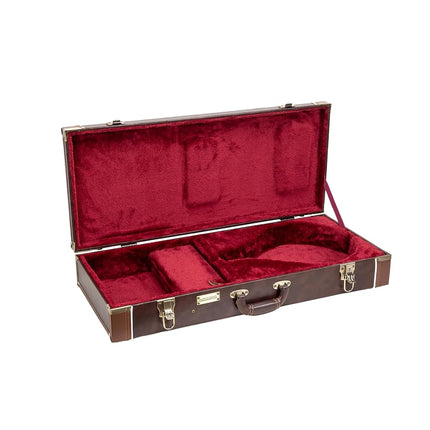 Crossrock Rectangular Wooden Case fits A-Style Mandolins, with Accessory Compartment, Stainless Steel Latches, Metal Feet-Vintage Brown (CRW620MABR-R)