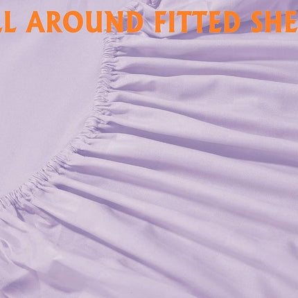 Elegant Comfort Luxury Soft Bed Sheets Dobby Stripe 1500 Premium Hotel Quality Microfiber Softness Wrinkle and Fade Resistant (4-Piece) Bedding Set, Twin, Stripe Periwinkle Lavender