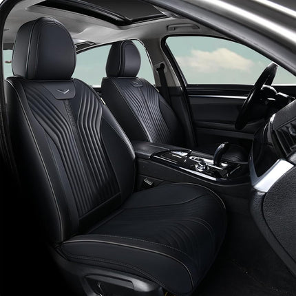 FLORICH Housses de Siège Avant, Housses de Siège en Cuir pour Camions Couverture Complète Housse de Siège de Voiture Étanche Coussin de Siège de Voiture Ajustement Universel pour la Plupart des Voitures Camions VUS, Noir
