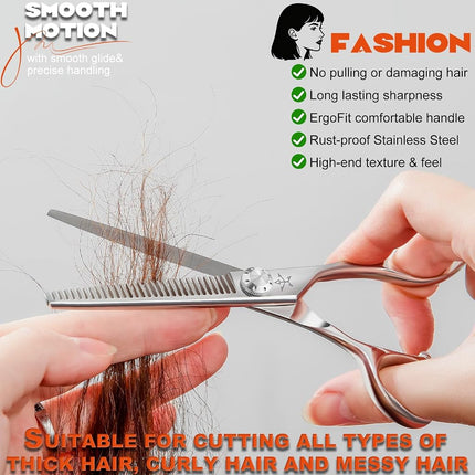 Fengliren High-end Professional Razor Edge Hair Thinning Scissors/Shears 6 Inches Made Of Advanced Stainless Steel Alloy By Hand Exclusive For Senior Barber/Hairdressing Salon/Family
