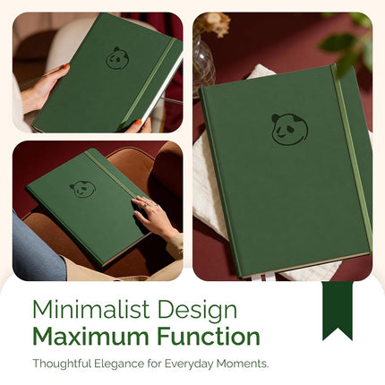 Panda Planner Pro - Best Daily Planner for Happiness & Productivity - 8.5 x 11" Softcover - Undated Day - Guaranteed to Get You Organized - Gratitude & Goals 6 Month Journal (Dark Green)