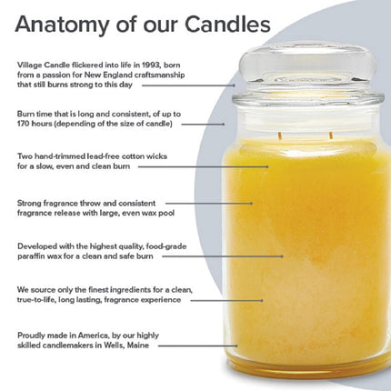 Village Candle Large Fragranced Candle - 17cm x 10cm - 21.25oz (602g)- Gardenia - upto 170 hours burn time