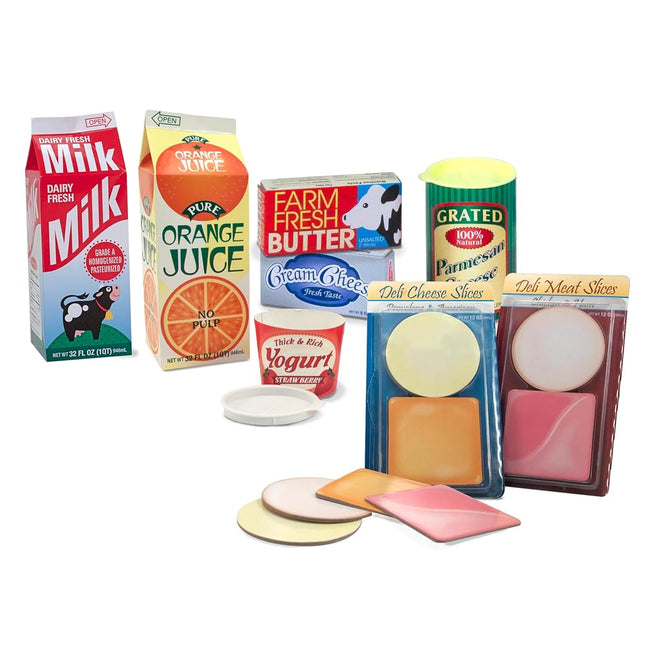Melissa & Doug Fridge Groceries Play Food Cartons (8 pcs) - Toy Kitchen Accessories