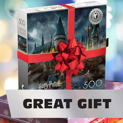 Ceaco 500 Piece Thomas Kinkade Hogwarts Castle Puzzle for Adults, Silver Select - 500 Piece Jigsaw Puzzle - Challenging and Colorful Puzzle for Adults – Precision-Cut Pieces, Beautiful Artwork