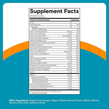 SmartyPants Teen Guy Multivitamin Gummies - Improved Formula: Omega 3 (DHA/EPA), Vitamin D3, C, Vitamin B12, B6, A, K & Zinc, Folate, Gluten Free, Fruit Flavor, 60 Count (30 Day Supply)