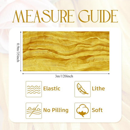 Wokceer Cheesecloth Table Runner Gold 10FT Boho Gauze Runner, 12 Pack