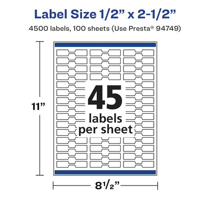 Avery Glossy Clear Barbell Labels with Sure Feed, 0.5" x 2.5", 4,500 Glossy Clear Labels, Laser/Inkjet Printable Labels