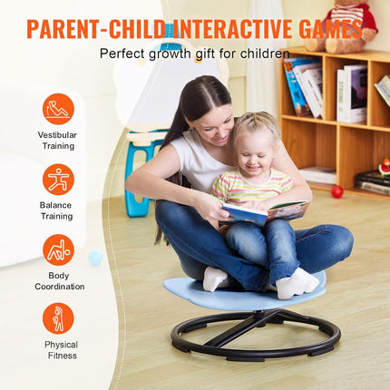VEVOR Elephant Kids Swivel Chair, 360° Spinning, Blue, Plastic & Metal, Kids Chair, Indoor Play & Relax, Special Feature: 360° Swivel & Multiple Play Modes