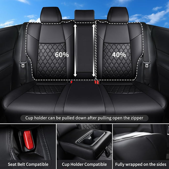 Huidasource Custom Fit RAV4 Car Seat Covers Full Set, Waterproof Front&Rear Seat Cushion Fit for 2019-2024 Toyota Rav4 XLE LE XLE Premium Limited(Not for Hybrid/Adventure/TRD Off-Road/Prime, Black)