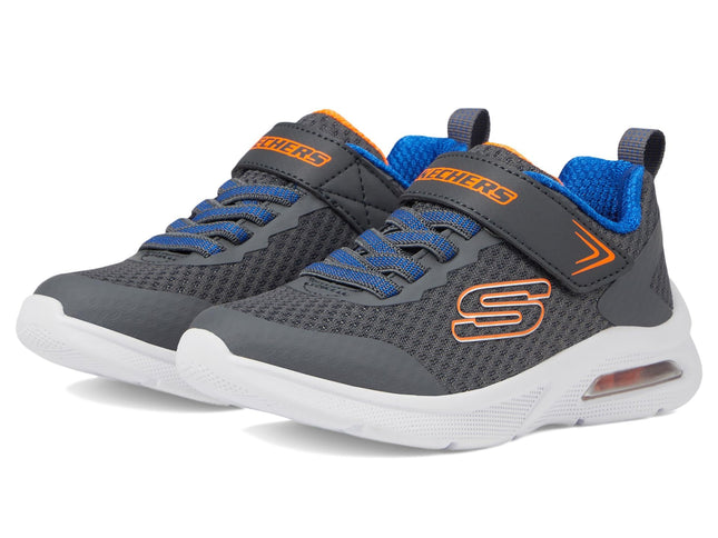 Skechers Boy's Microspec Max Sneaker, Charcoal/Blue, 2.5 Little Kid